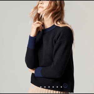 Albirds black and blue contrast stitch sweater